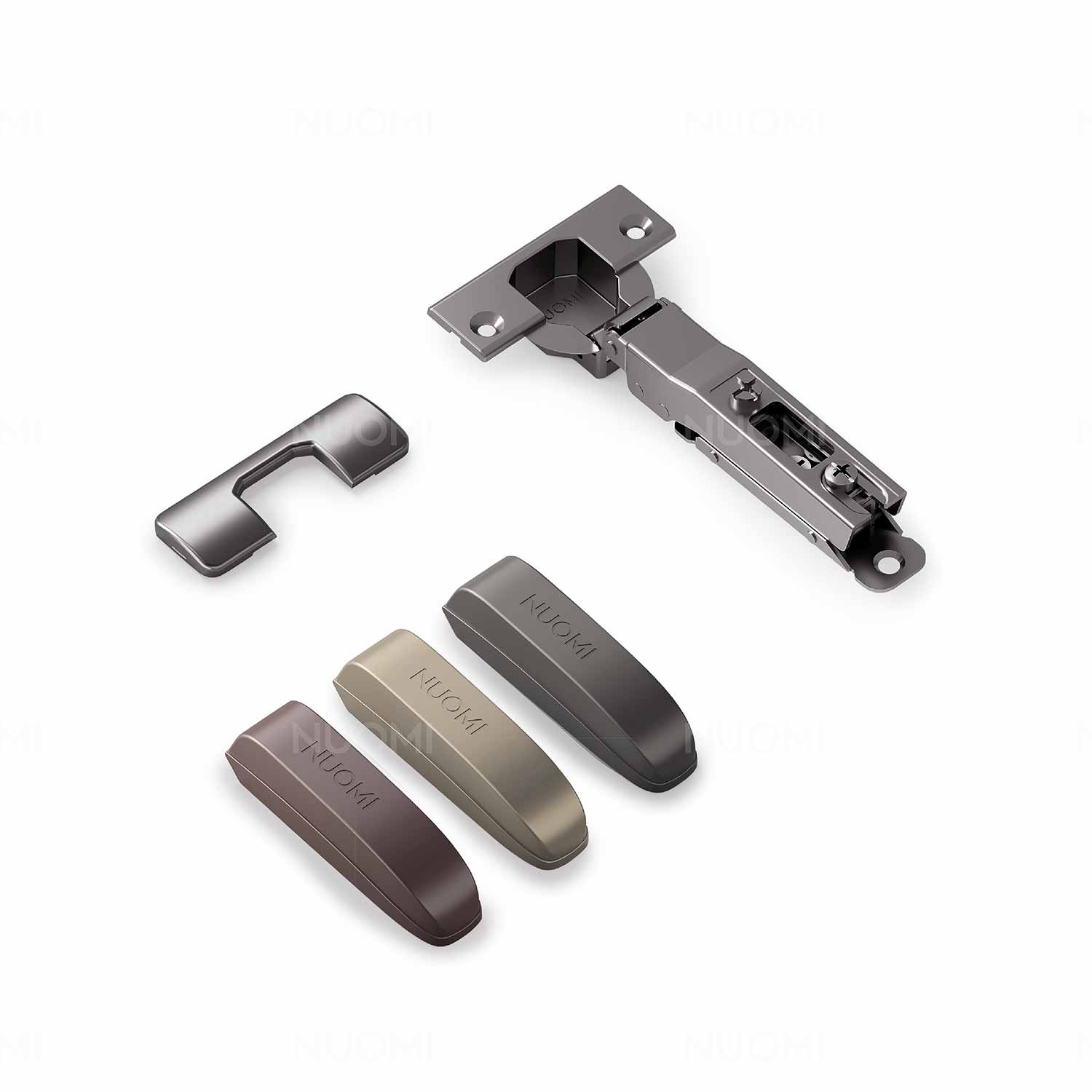 Петля Nuomi Bullet с доводчиком 100 град, ответная планка прямая ответная планка,  хром Накаладная - фото 2